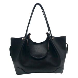 Sondra Roberts Square Black Faux Leather Tote Bag
